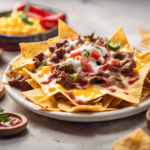 nachos con queso y carne